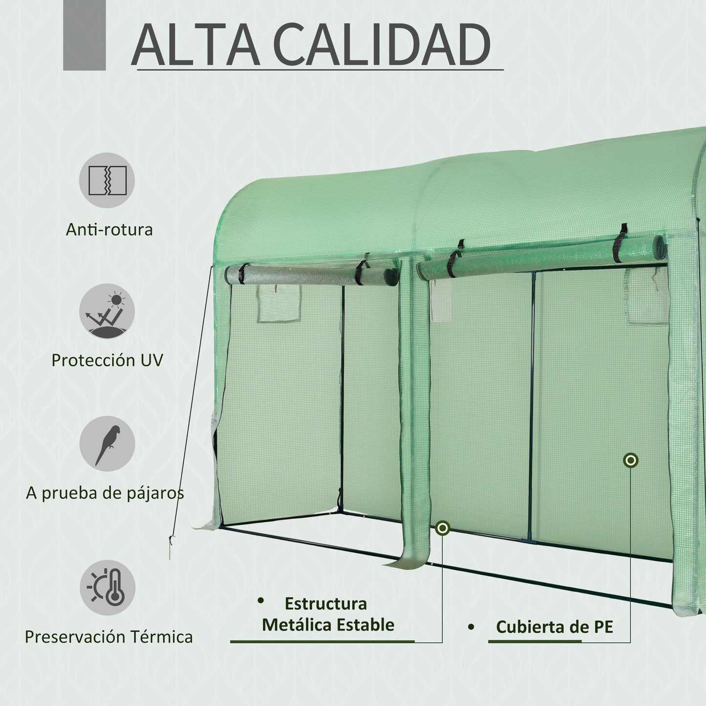 Outsunny Invernadero Caseta De Jardín Tipo Túnel Con 4 Ventanas Para Cultivos_3