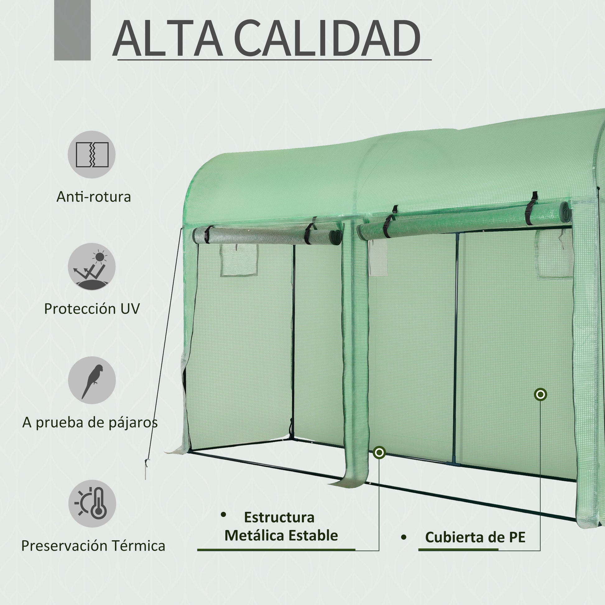 Outsunny Invernadero Caseta De Jardín Tipo Túnel Con 4 Ventanas Para Cultivos_3