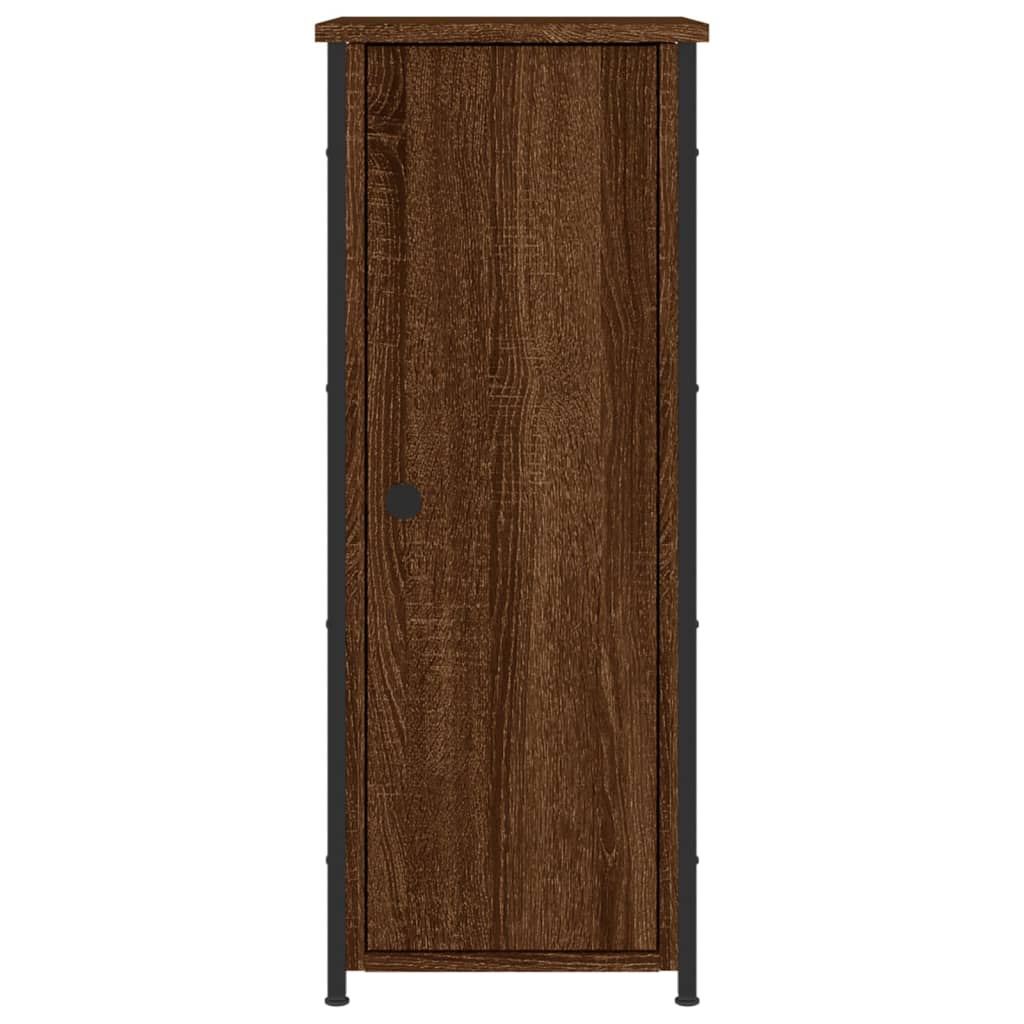 Mesita De Noche Madera De Ingeniería Marrón Roble 32x42x80 Cm_3