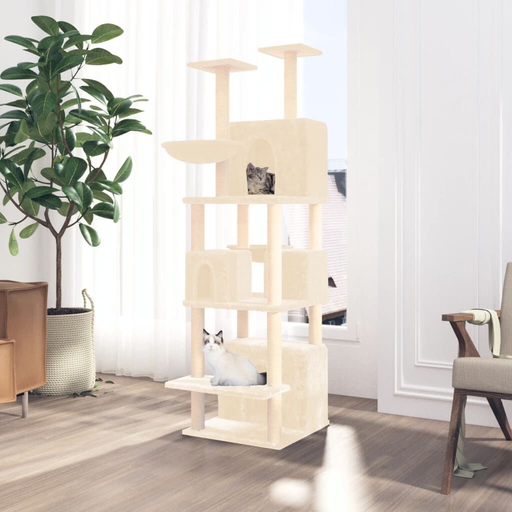 Vidaxl Rascador Para Gatos Con Postes De Sisal Crema 180 Cm_1