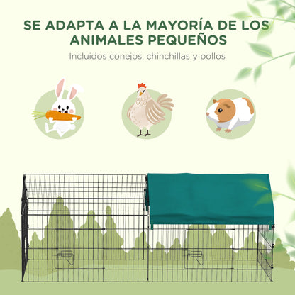 Pawhut Jaula Para Animales Pequeños De Acero Con Puertas 185x75x75 Cm Verde_5