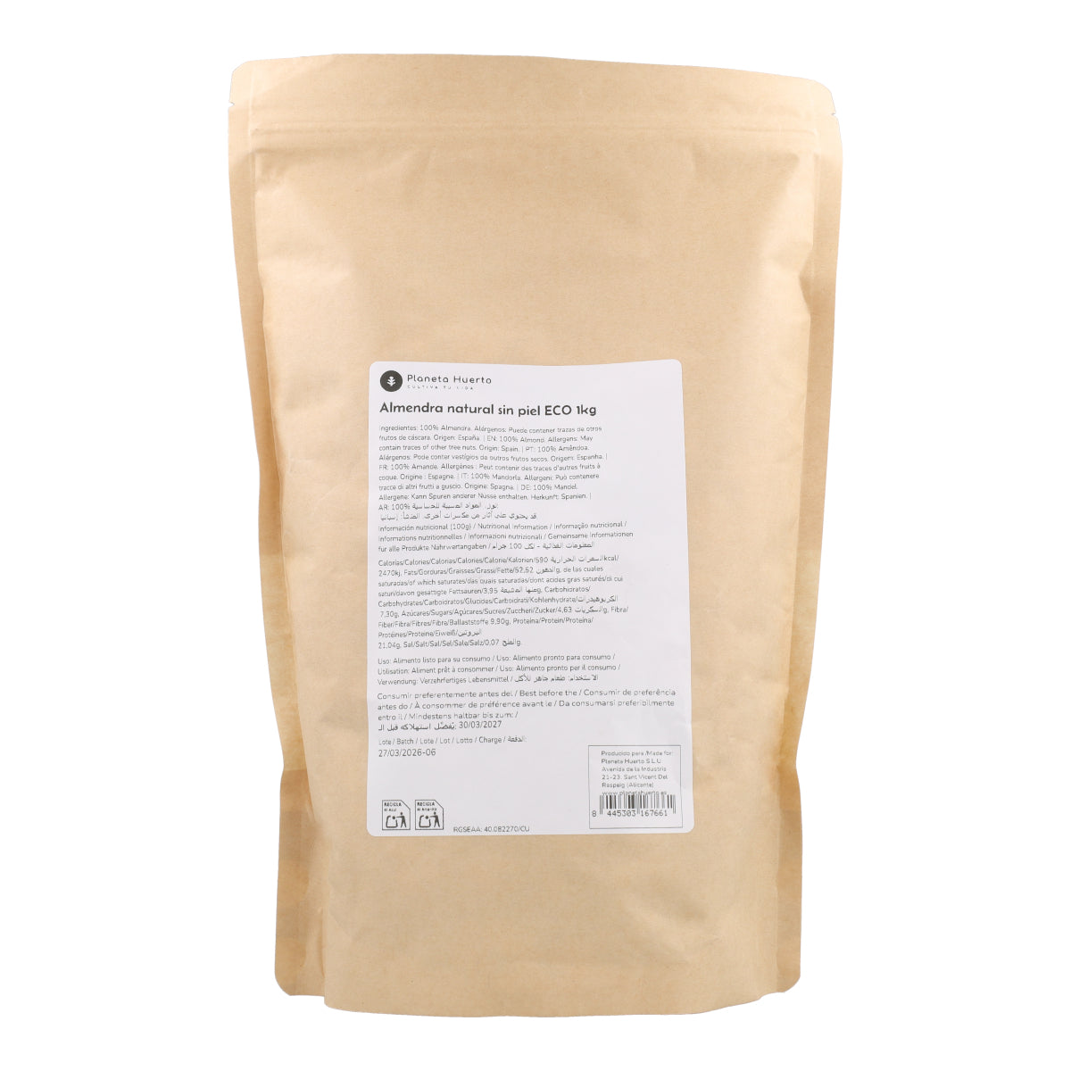 Almendra repelada ECO Planeta Huerto 1 kg