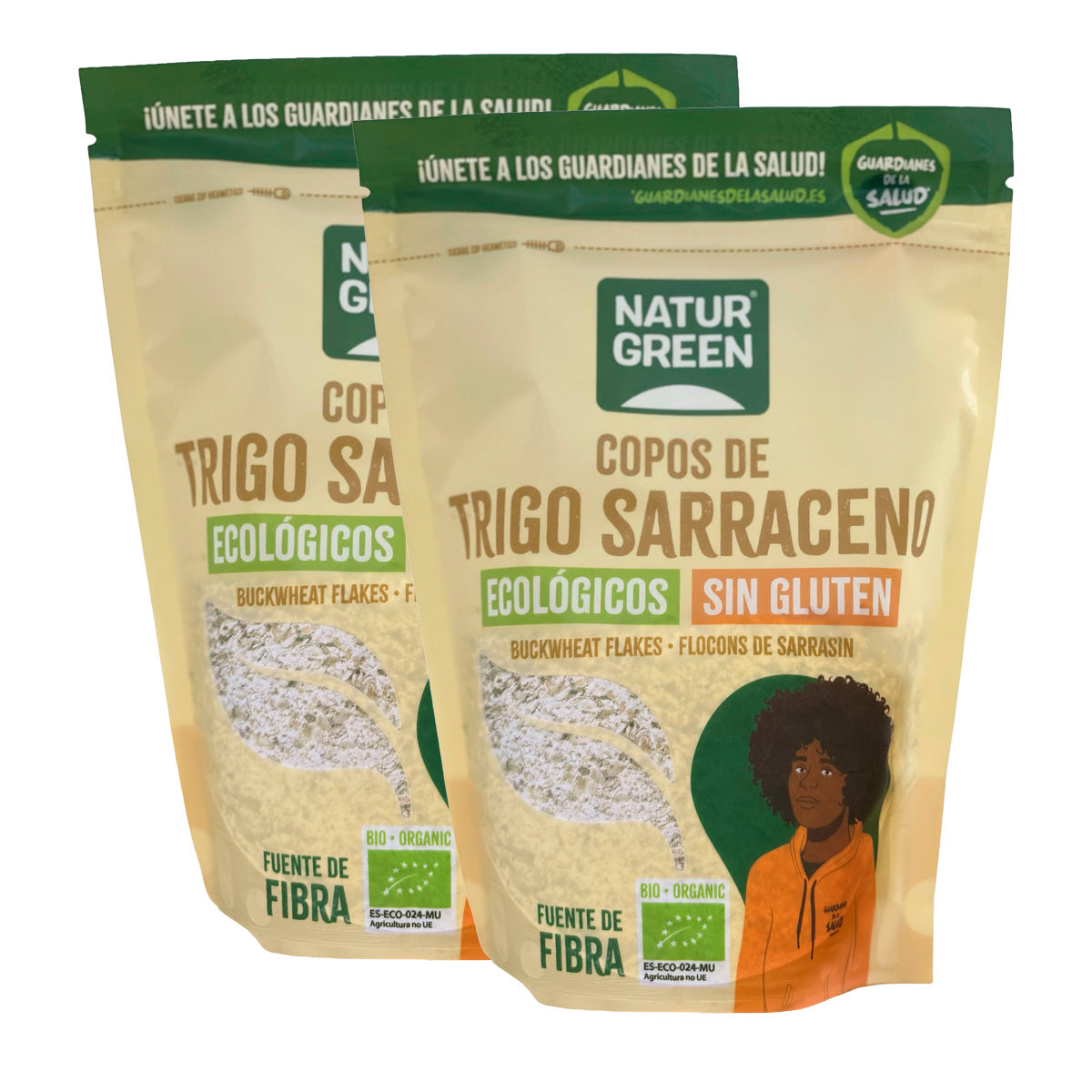 Packs 2 uds Copos de Trigo Sarraceno BIO Sin Gluten Naturgreen 2 uds de 250 g