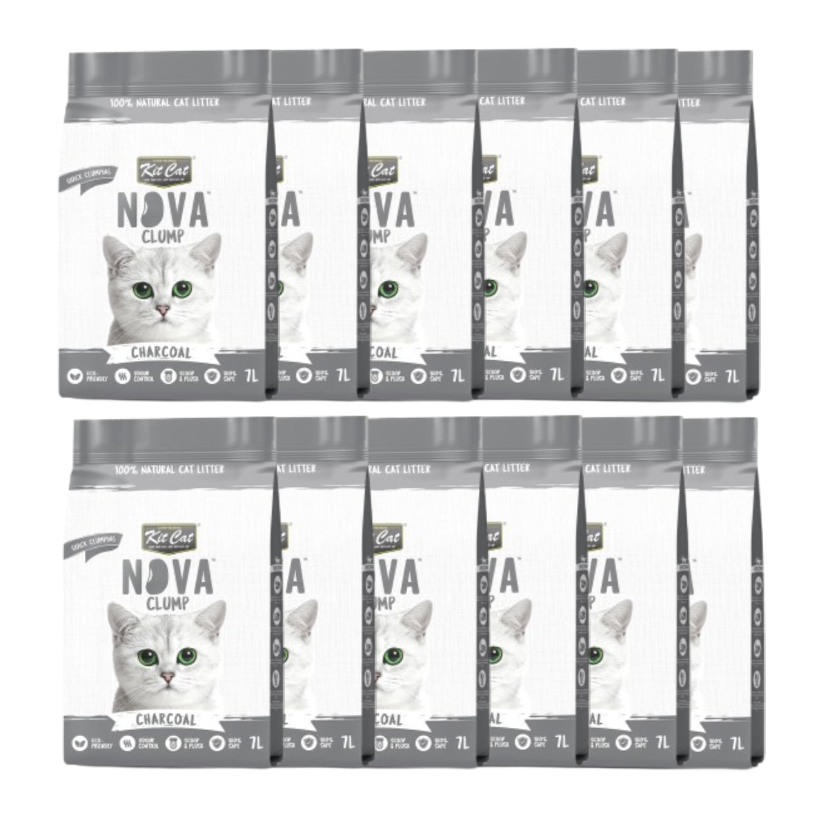 Kit Cat Nova Pack Ahorro 12 - Charcoal 7 L Arena Vegetal para gatos