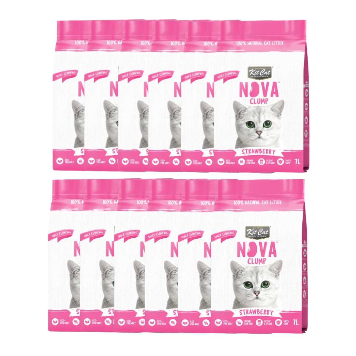 Kit Cat Nova Pack Ahorro 12 - Strawberry 7 L Arena Vegetal para gatos