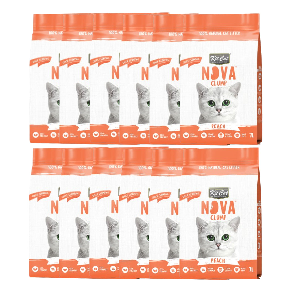 Kit Cat Nova Pack Ahorro 12 - Peach 7 L Arena Vegetal para gatos