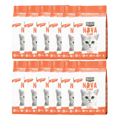 Kit Cat Nova Pack Ahorro 12 - Peach 7 L Arena Vegetal para gatos