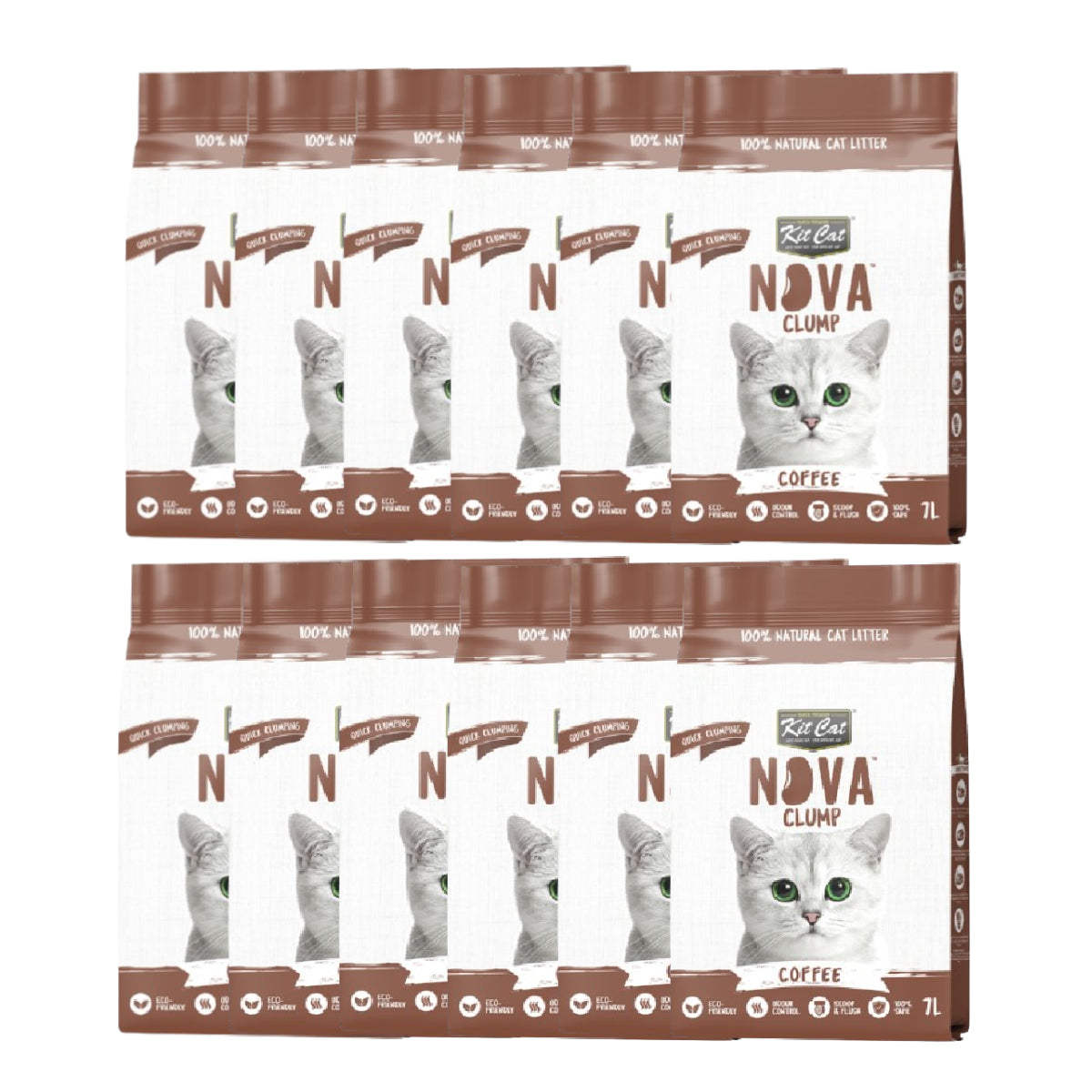 Kit Cat Nova Pack Ahorro 12 - Coffee 7 L Arena Vegetal para gatos