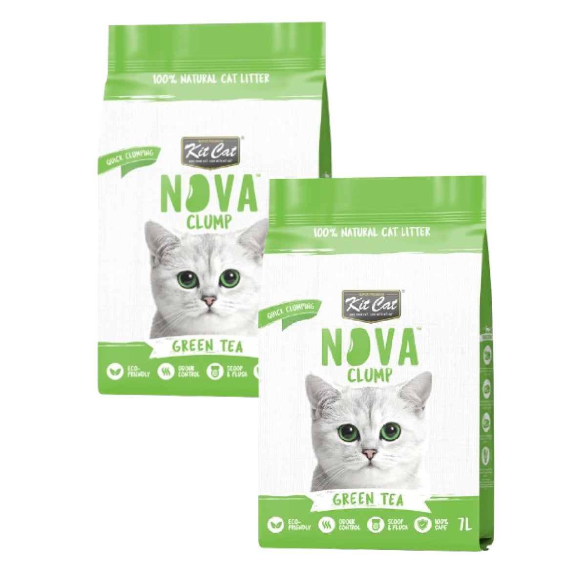 Pack 2x Kit Cat Arena Eco Nova Pack Ahorro - Green Tea 7 L Arena para gatos