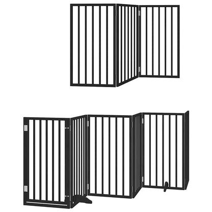Vidaxl Puerta De Perros Plegable 15 Paneles Madera Álamo Negra 750 Cm_2