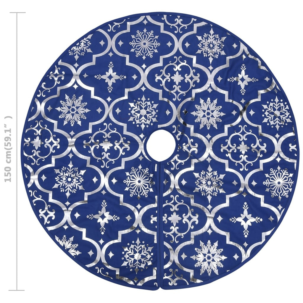 Vidaxl Falda Del Árbol De Navidad De Lujo Con Calcetín Tela Azul 150cm_2
