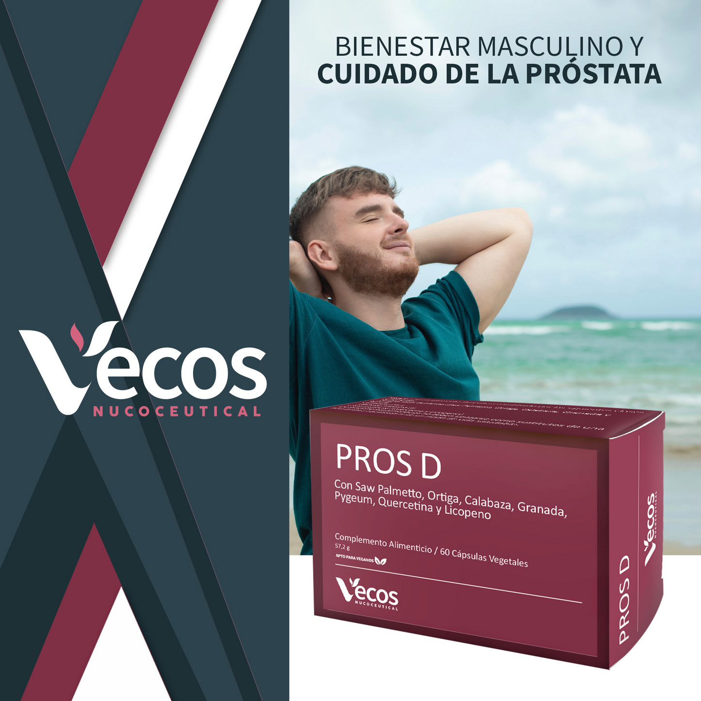 Pros D Vecos 60 Cápsulas | Función Urinaria Y Salud Masculina | Saw Palmetto, Zinc Y Vitamina D_1
