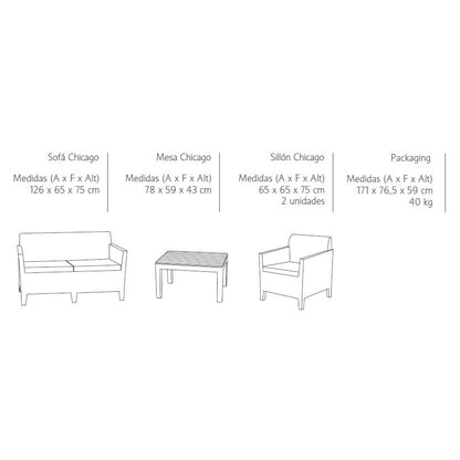 Conjunto muebles de jardín Chicago Lounge Grafito  Keter