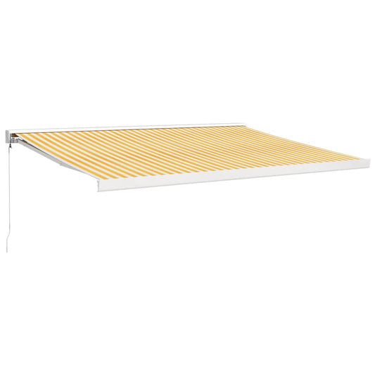 Toldo Retráctil Aluminio Y Tela Amarillo Y Blanco 4,5x3 M_0