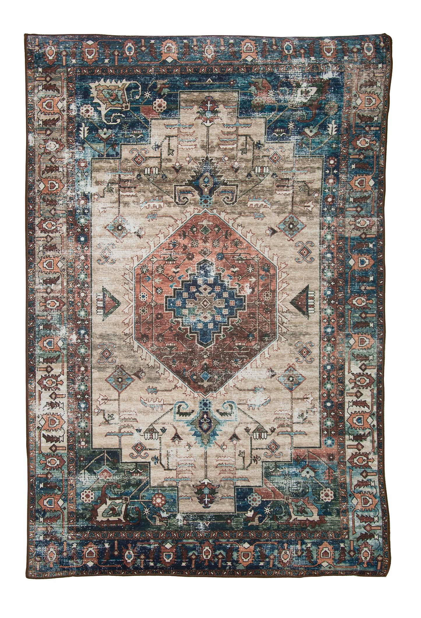 Alfombra De Salón, Sala De Terciopelo Suave Con Motivos Marroquíes Beige Y Marrón 80x120cm- Decoración- Mobiliario Del Hogar_0