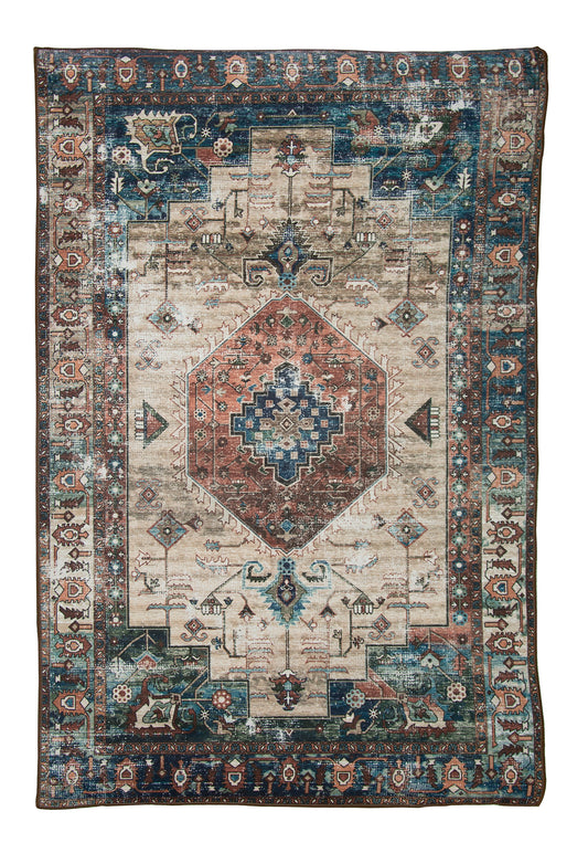 Alfombra De Salón, Sala De Terciopelo Suave Con Motivos Marroquíes Beige Y Marrón 80x120cm- Decoración- Mobiliario Del Hogar_0