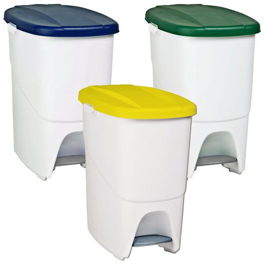Pack Reciclaje Pedalbin Ecológico: 3 Contenedores De 25 Litros En Colores. Capacidad Total 75 Litros.