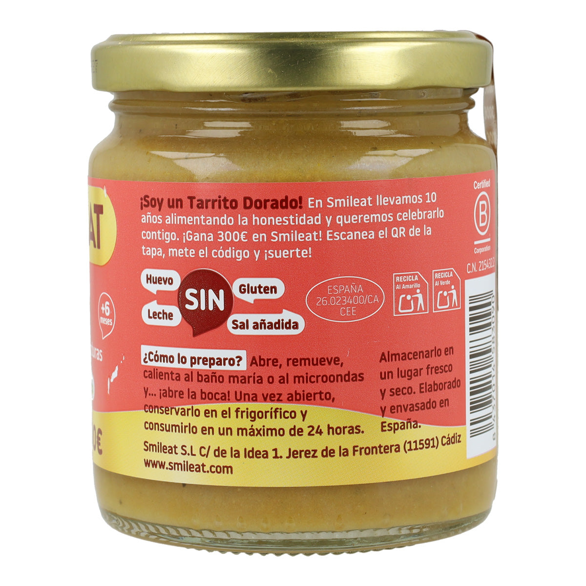 Pack 12x Tarrito BIO ternera y verduras +6 meses Smileat 230g