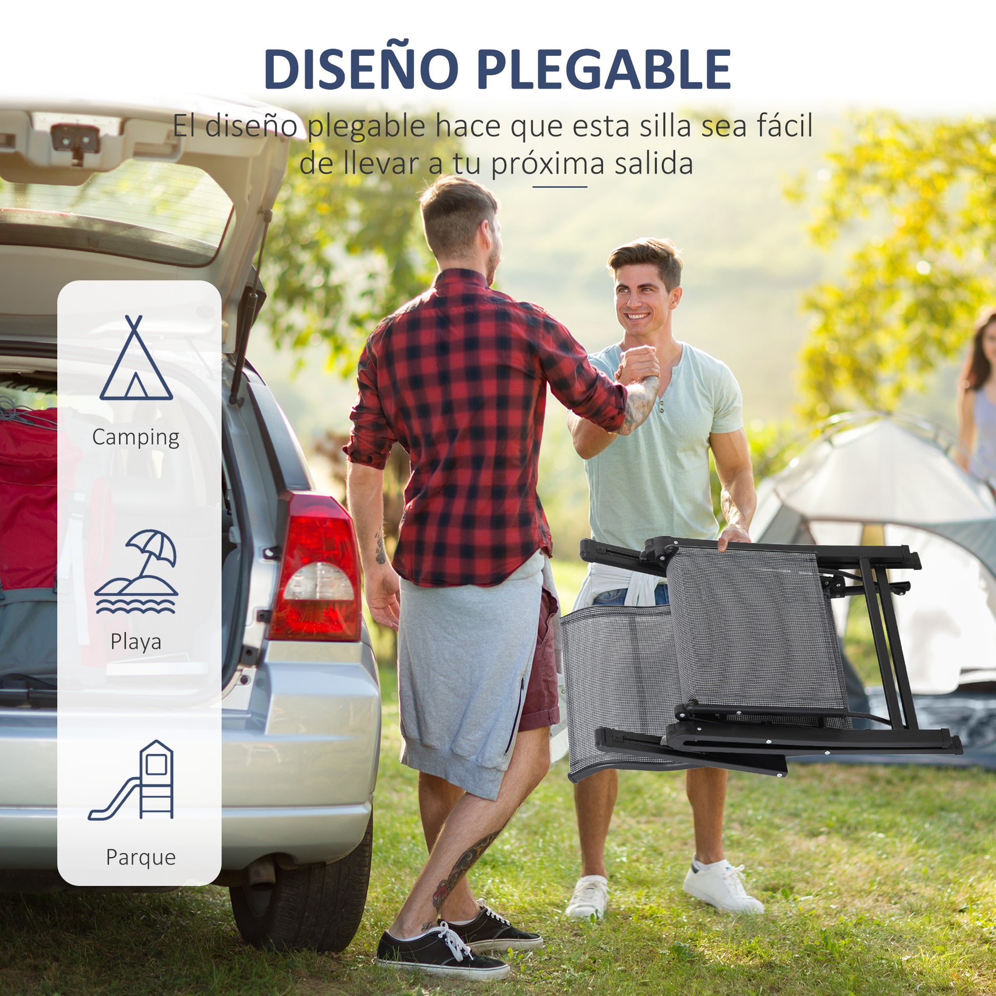 Outsunny Silla Reclinable Plegable De Jardín Con Respaldo Ajustable En 9 Posiciones_3