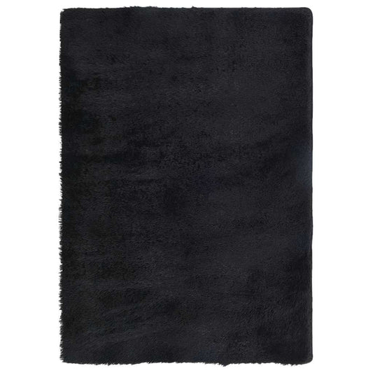 Vidaxl Alfombra Peluda De Pelo Largo Navarra Negra 120x170cm Poliéster_0