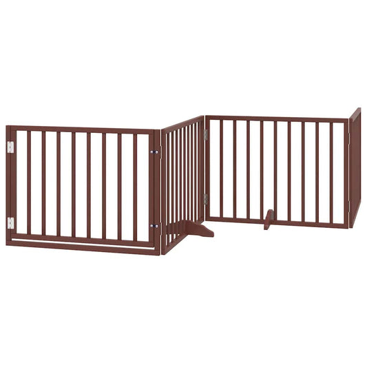 Vidaxl Puerta De Perros Plegable 6 Paneles Madera Álamo Marrón 480 Cm_0