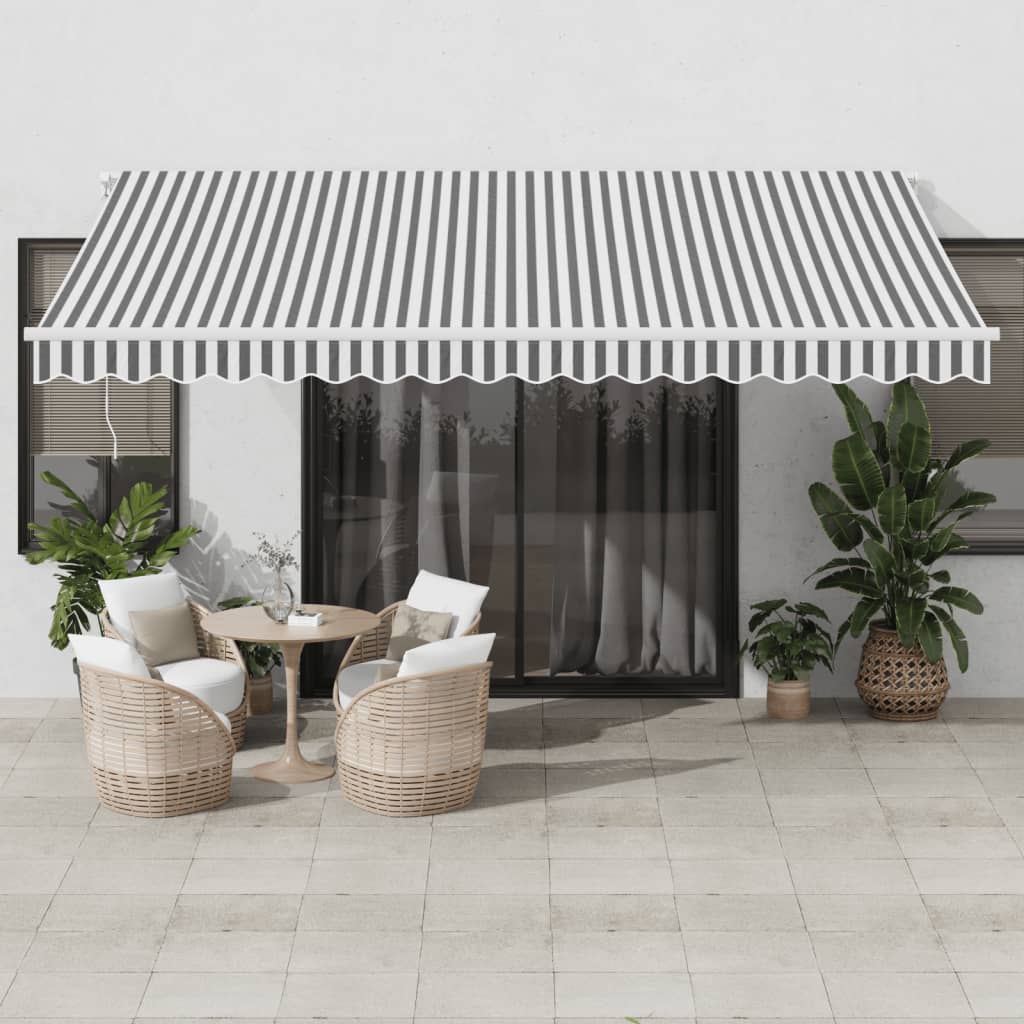 Toldo Retráctil Automático Luz Led Antracita Blanco 450x350 Cm_1