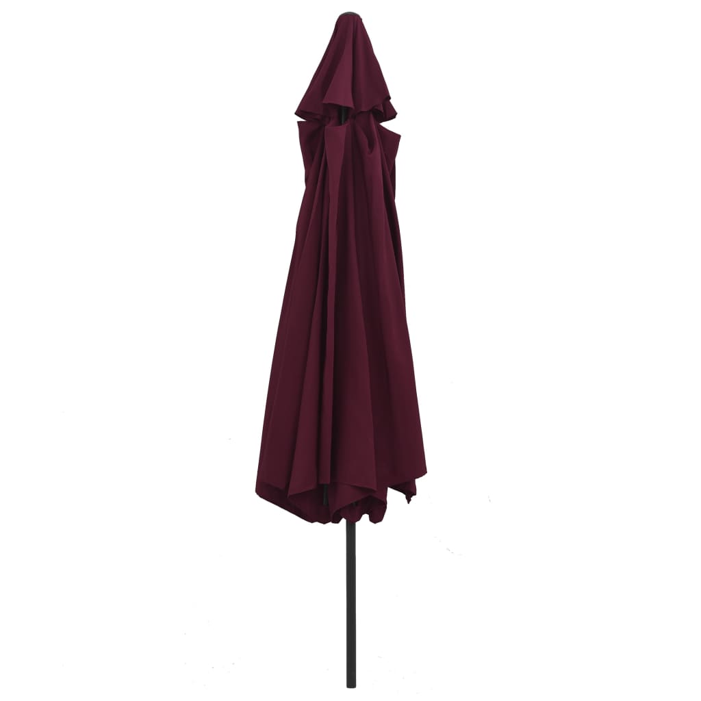Sombrilla De Jardín Con Palo De Metal Rojo Burdeos 390 Cm_2