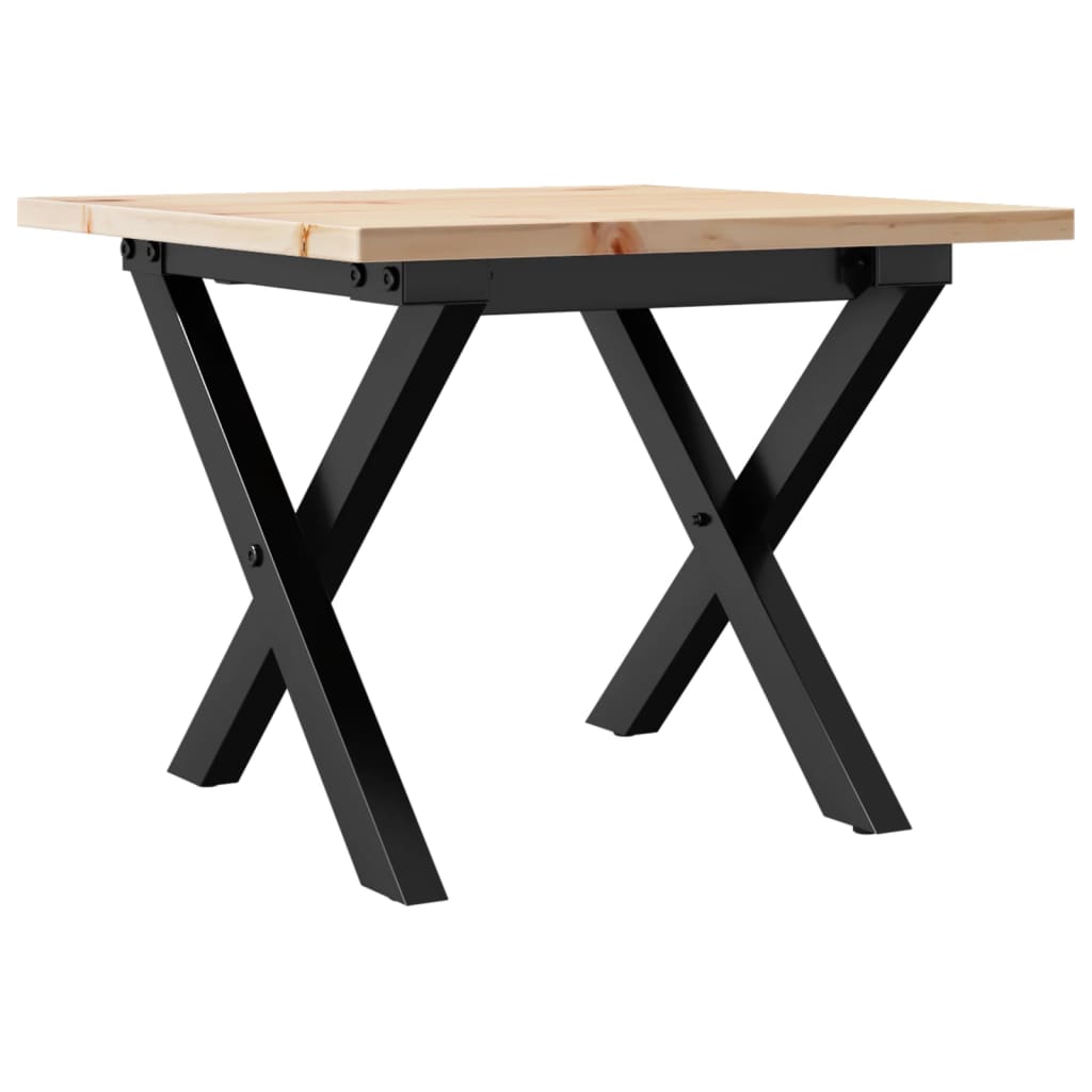 Mesa De Centro Marco X Madera Maciza Pino Y Acero 40x40x35 Cm_0