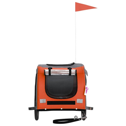 Vidaxl Remolque De Bicicleta Mascotas Hierro Tela Oxford Naranja Negro_3