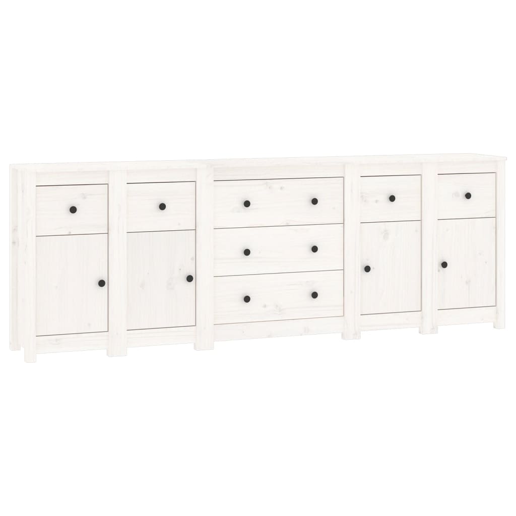 Aparador De Madera Maciza De Pino Blanco 230 X 35 X 80 Cm_1