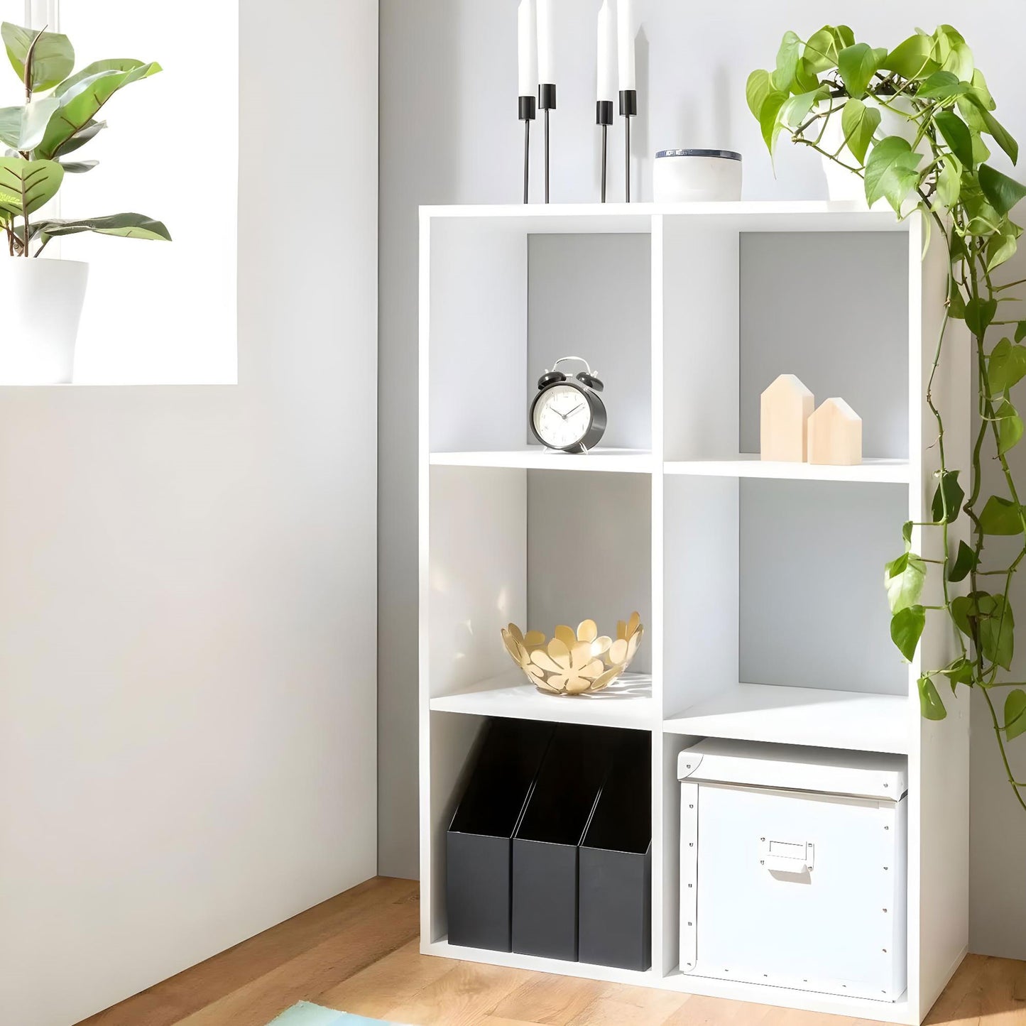 Well Home Estante De Madera Con 6 Compartimentos Color Blanco H.100,5cm