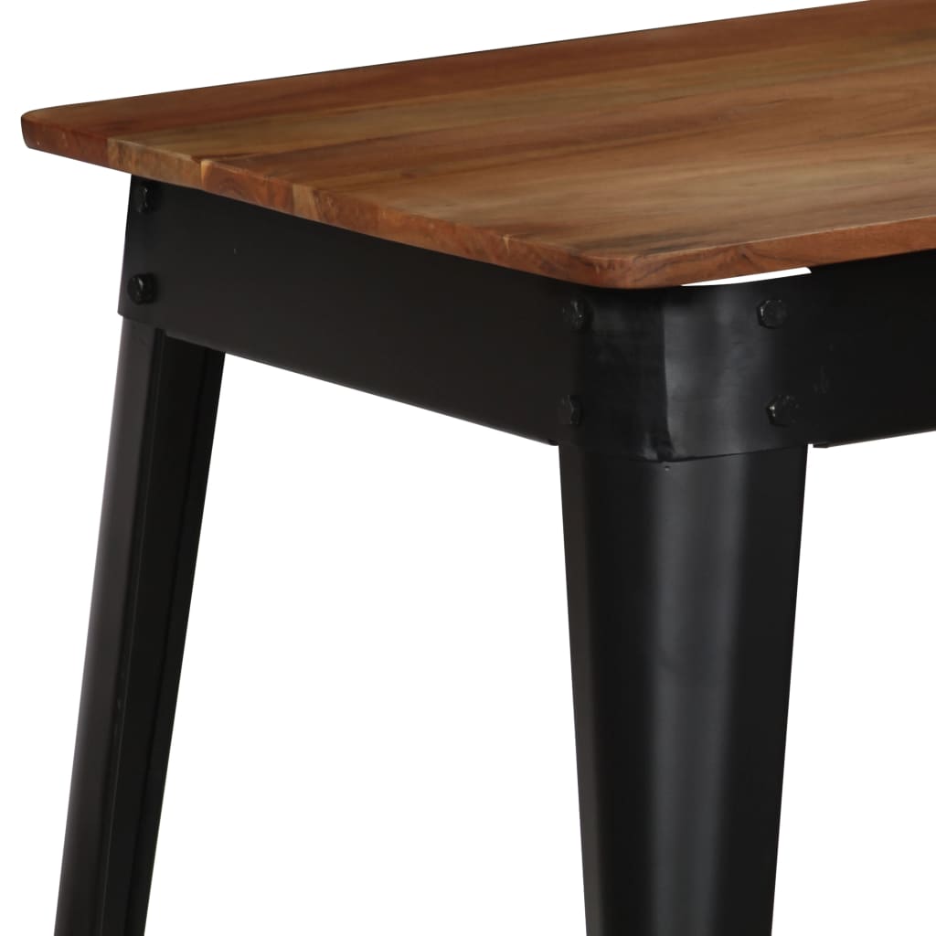 Mesa De Comedor De Madera Maciza De Acacia Y Acero 120x60x76 Cm_0