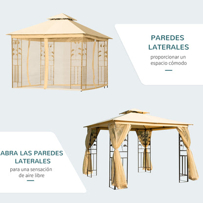 Outsunny Carpa Para Exterior 3x3 M Cenador Con Mosquitera Doble Techo Ventilado_5