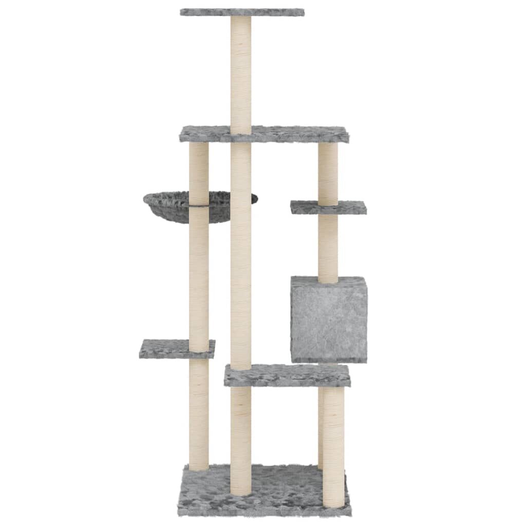 Vidaxl Rascador Para Gatos Con Postes De Sisal Gris Claro 142 Cm_3