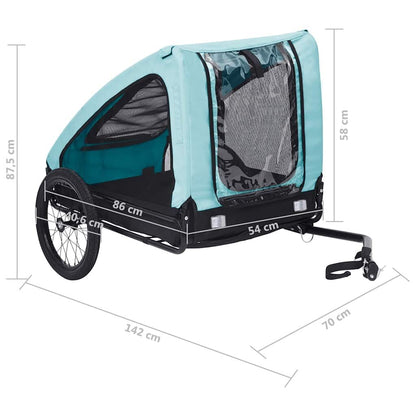 Vidaxl Remolque De Bicicleta Para Mascotas Azul Y Negro_2