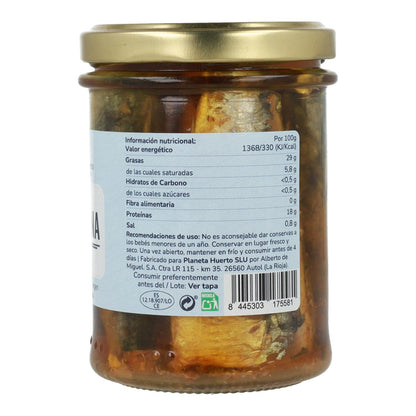 Pack 3x Sardinas en aceite de oliva virgen extra ECO Planeta Huerto 190 g