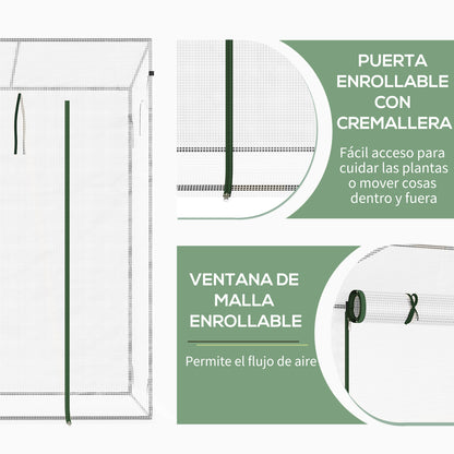 Outsunny Invernadero Pequeño Con Ventanas Para Cultivar Tomates Blanco_4