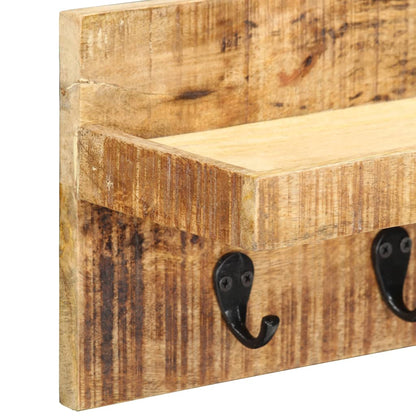 Perchero De Pared Madera Maciza De Mango Sin Tratar 60x15x20 Cm_3