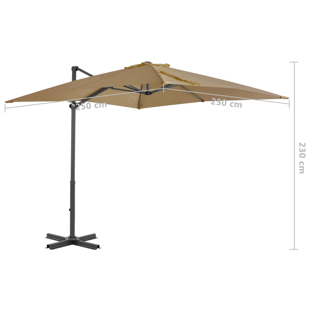 Vidaxl Sombrilla De Jardín Voladiza Palo De Aluminio Taupe 250x250 Cm_2