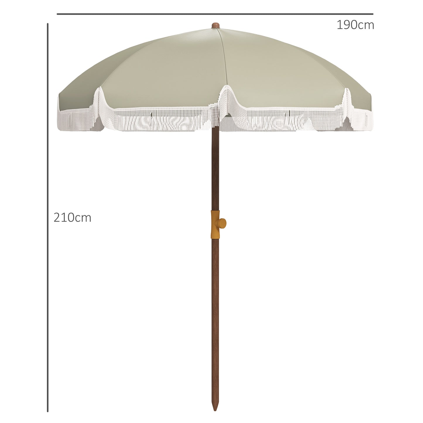 Outsunny Sombrilla De Playa Grande Ø190x210 Cm Con Protección Uv40+ Verde_2