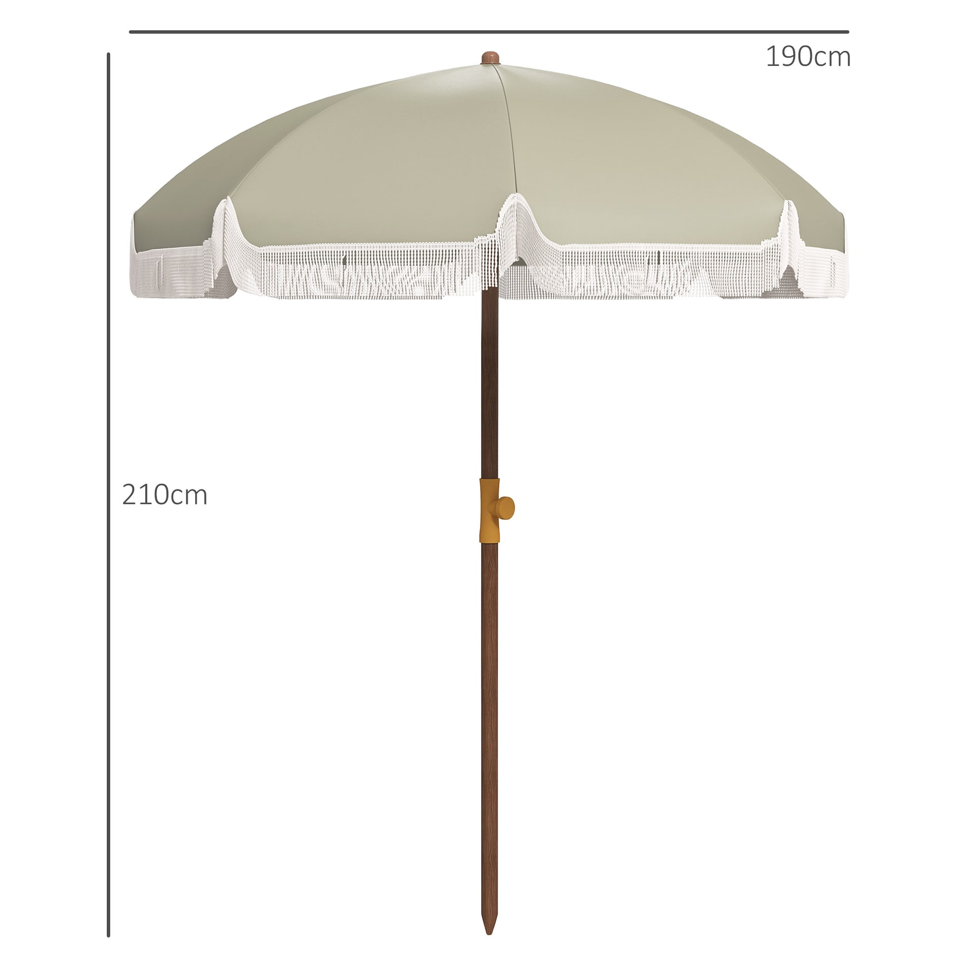 Outsunny Sombrilla De Playa Grande Ø190x210 Cm Con Protección Uv40+ Verde_2