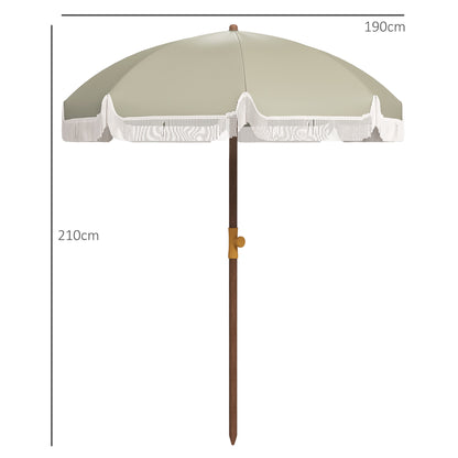 Outsunny Sombrilla De Playa Grande Ø190x210 Cm Con Protección Uv40+ Verde_2