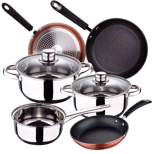 Bateria De Cocina San Ignacio Cassel De Acero Inoxidable Con Juego De Sartenes (20/24/28 Cm) San Ignacio Moma En Aluminio Forjado_0