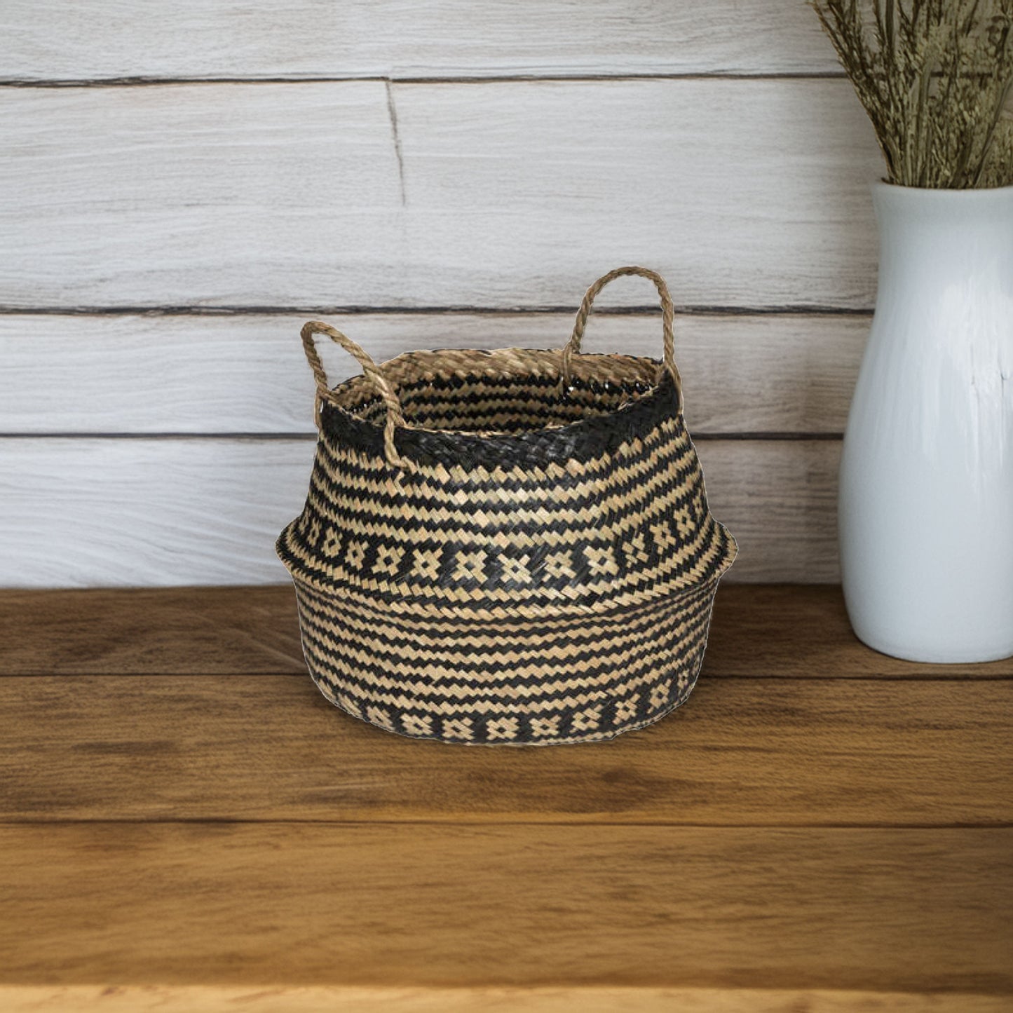 Wellhome - Cesta De Caña Negra Y Blanca_2