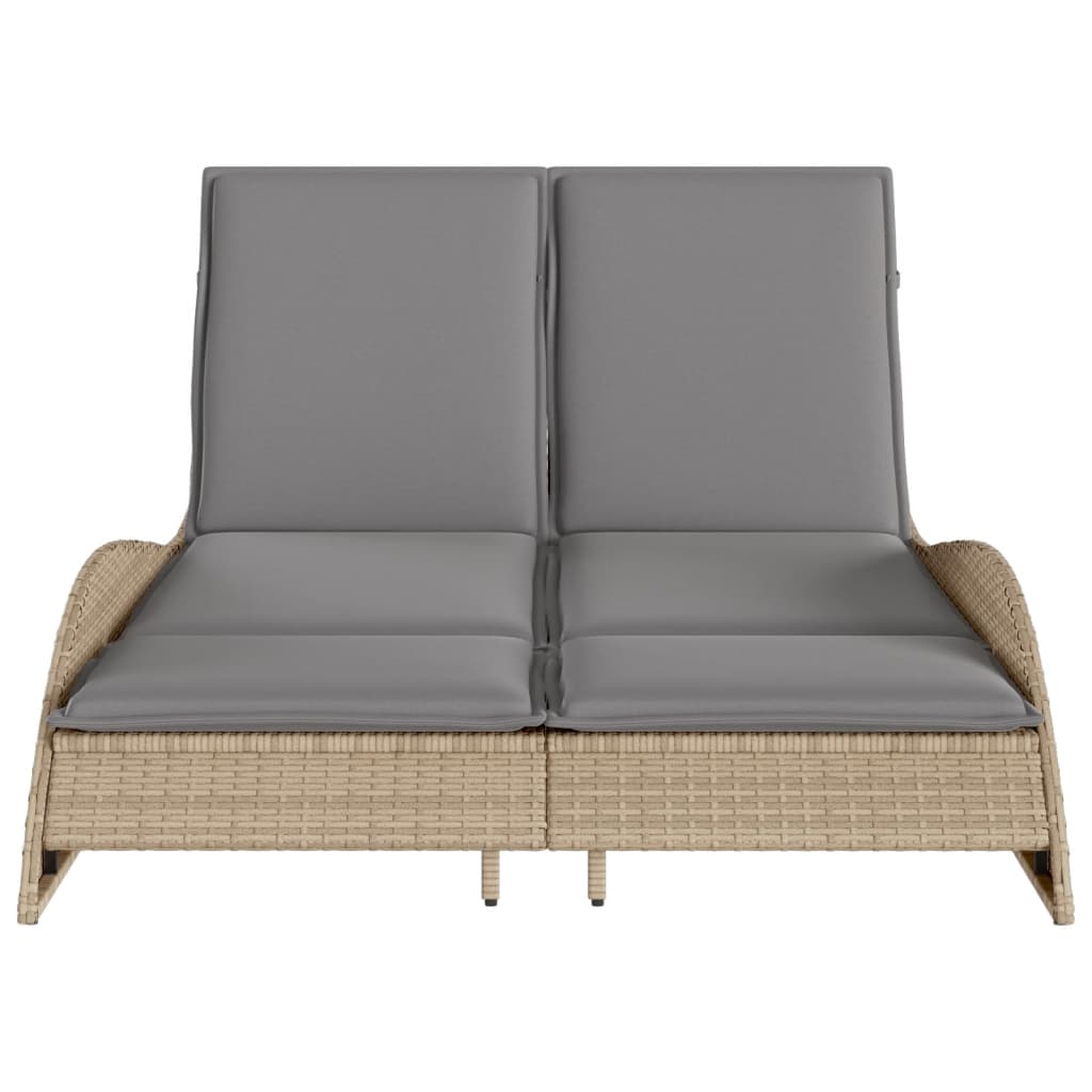 Tumbona Con Cojines Ratán Sintético Beige 114x205x73 Cm / Vetonek_1