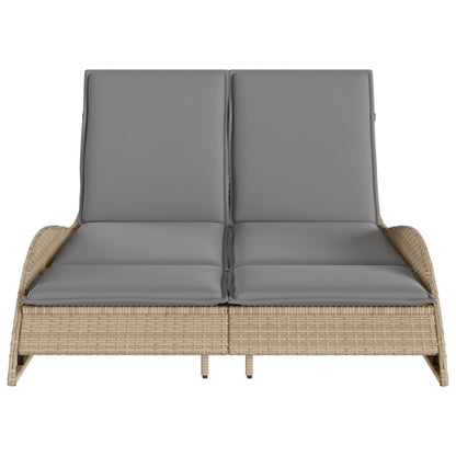 Tumbona Con Cojines Ratán Sintético Beige 114x205x73 Cm / Vetonek_1