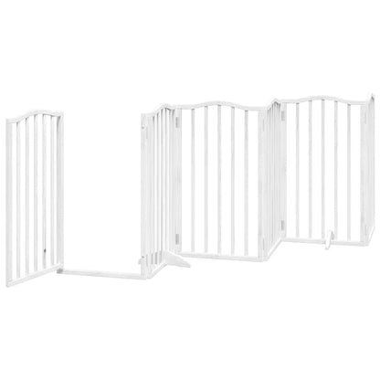 Vidaxl Puerta Para Perros Plegable 9 Paneles Madera Álamo Blanca 450cm_3