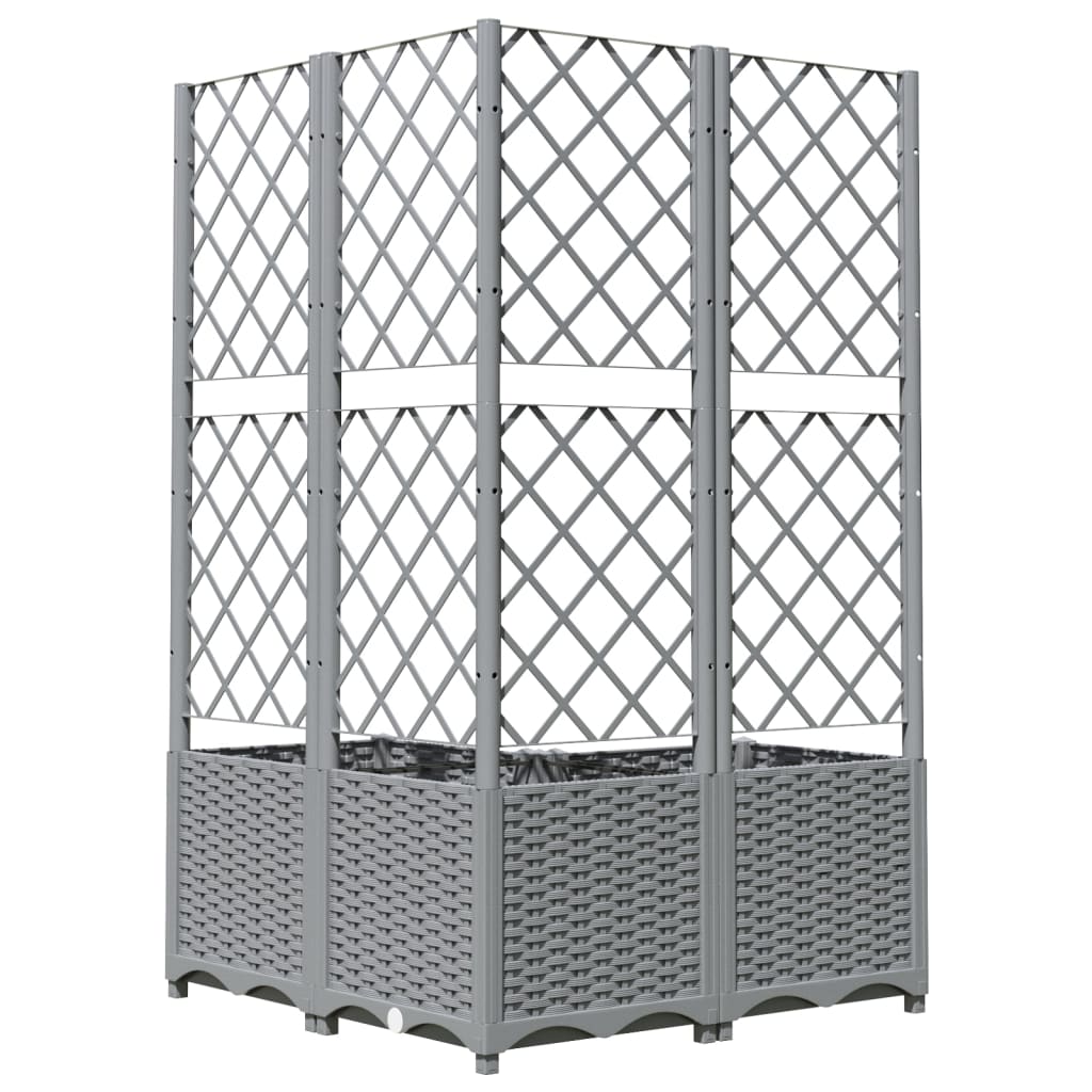 Jardinera Con Enrejado Pp Gris Claro 80x80x136 Cm_3