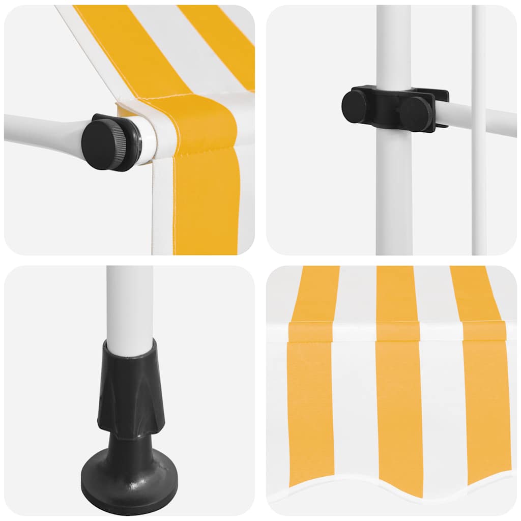 Toldo Manual Retráctil 100 Cm Naranja Y Blanco A Rayas_5
