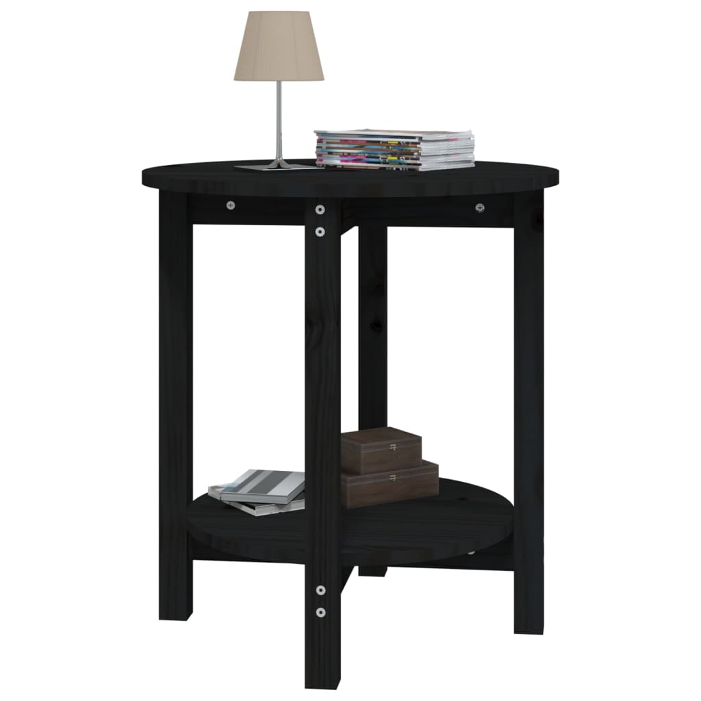 Mesa De Centro De Madera Maciza De Pino Negro Ø55x60 Cm_2